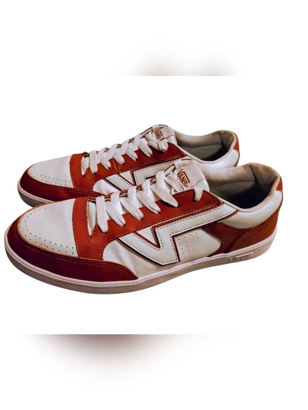 Vans Two-Tone Low-Top Sneakers in White and Red-Brown